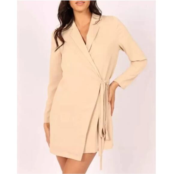 NEW PETAL + PUP Women's Long Sleeve Full Wrap Tie Sumit Blazer Dress Size M - Picture 1 of 8